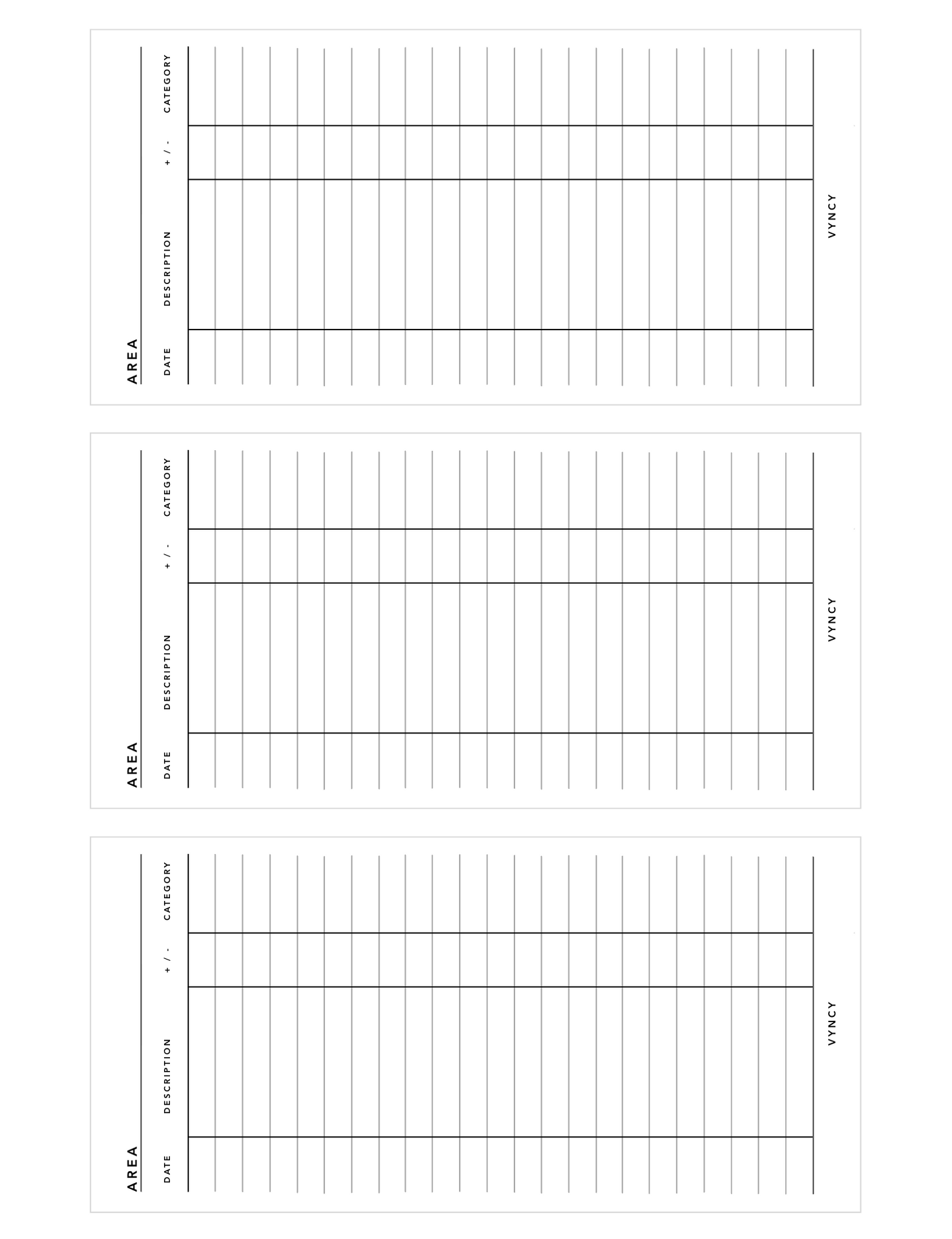 VYNCY Expense Log Slips (Printable)